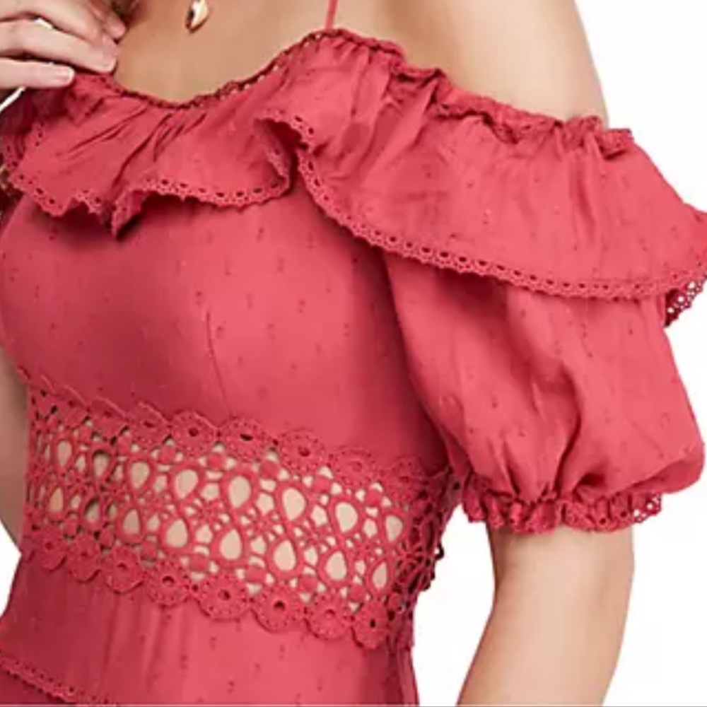 Free People Rose Pink Off-Shoulder Mini Dress